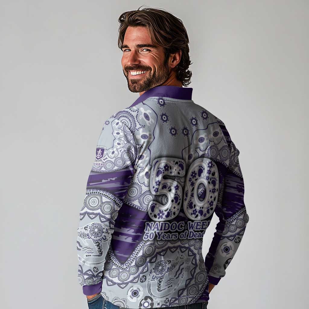 Fremantle Dockers NAIDOC Week 2026 Long Sleeve Polo Shirt Australian Aboriginal Dot Art Dreamtime Pattern Style