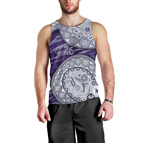 Fremantle Dockers NAIDOC Week 2026 Men Tank Top Australian Aboriginal Dot Art Dreamtime Pattern Style