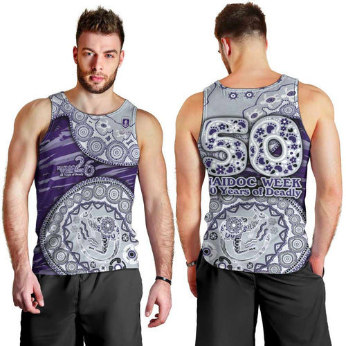 Fremantle Dockers NAIDOC Week 2026 Men Tank Top Australian Aboriginal Dot Art Dreamtime Pattern Style