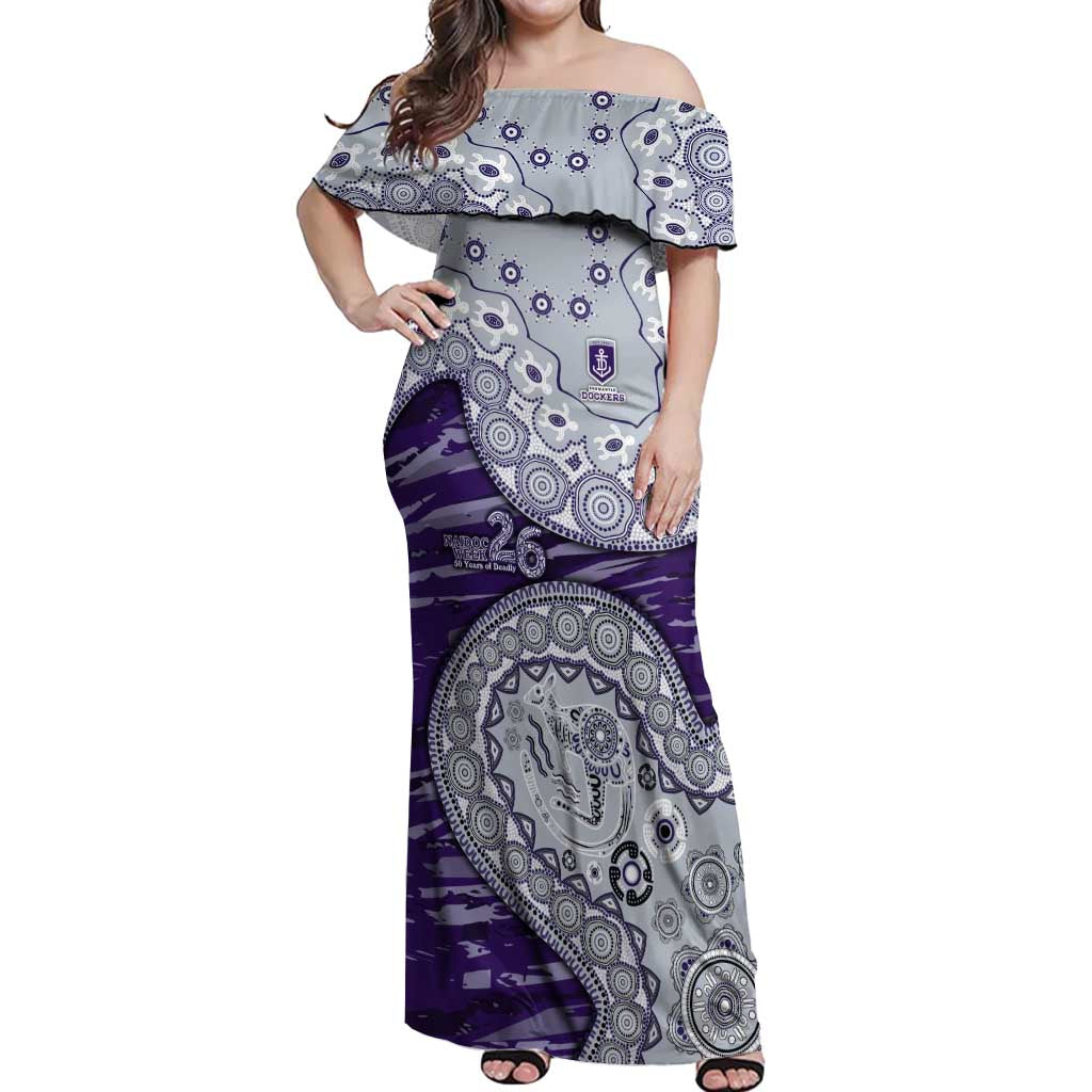 Fremantle Dockers NAIDOC Week 2026 Off Shoulder Maxi Dress Australian Aboriginal Dot Art Dreamtime Pattern Style