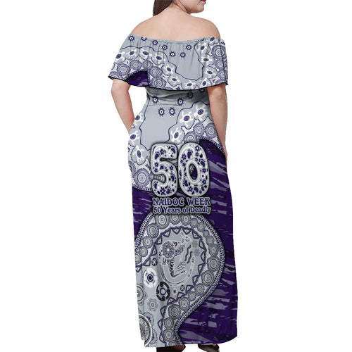 Fremantle Dockers NAIDOC Week 2026 Off Shoulder Maxi Dress Australian Aboriginal Dot Art Dreamtime Pattern Style