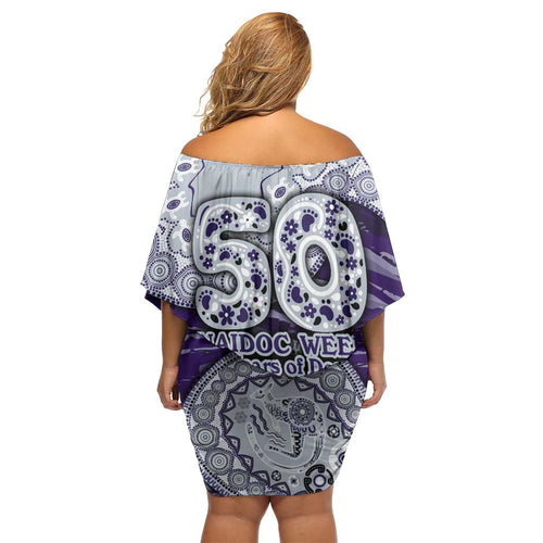 Fremantle Dockers NAIDOC Week 2026 Off Shoulder Short Dress Australian Aboriginal Dot Art Dreamtime Pattern Style