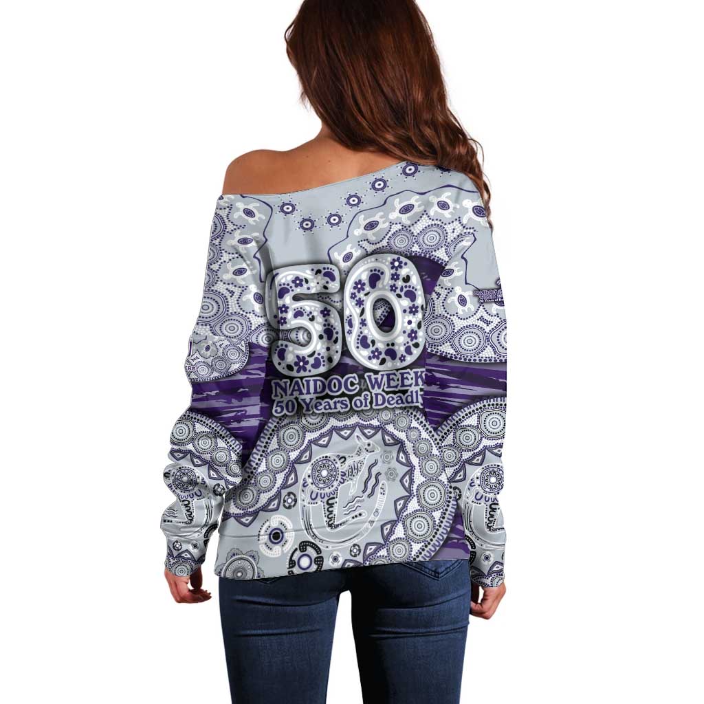 Fremantle Dockers NAIDOC Week 2026 Off Shoulder Sweater Australian Aboriginal Dot Art Dreamtime Pattern Style