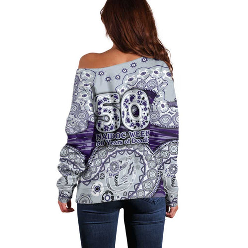 Fremantle Dockers NAIDOC Week 2026 Off Shoulder Sweater Australian Aboriginal Dot Art Dreamtime Pattern Style