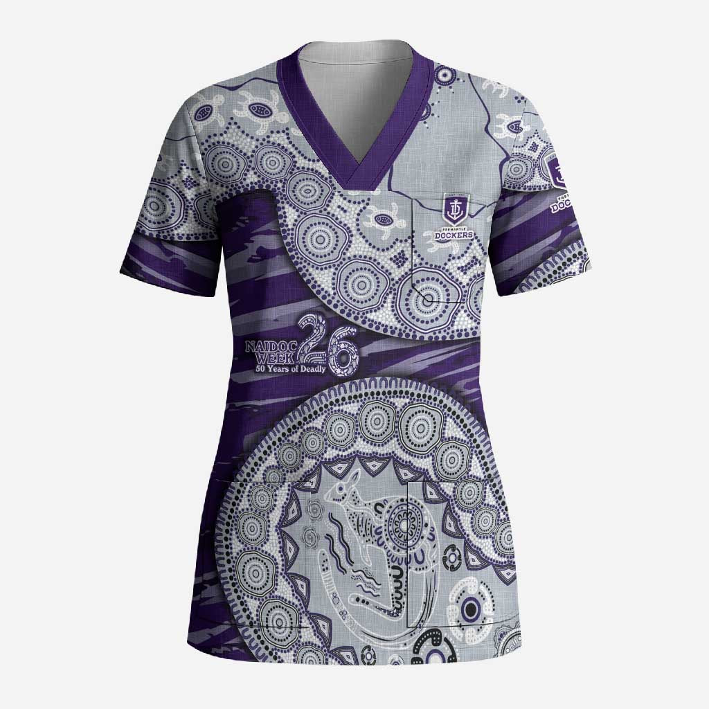 Fremantle Dockers NAIDOC Week 2026 Scrub Top Australian Aboriginal Dot Art Dreamtime Pattern Style