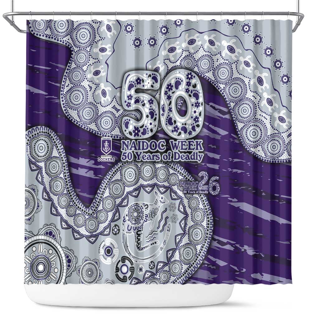Fremantle Dockers NAIDOC Week 2026 Shower Curtain Australian Aboriginal Dot Art Dreamtime Pattern Style