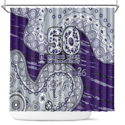 Fremantle Dockers NAIDOC Week 2026 Shower Curtain Australian Aboriginal Dot Art Dreamtime Pattern Style