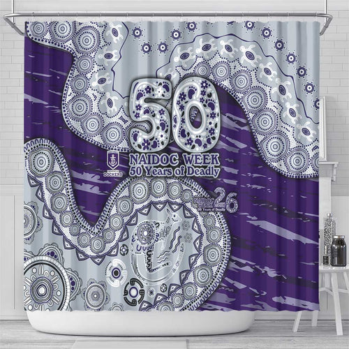 Fremantle Dockers NAIDOC Week 2026 Shower Curtain Australian Aboriginal Dot Art Dreamtime Pattern Style