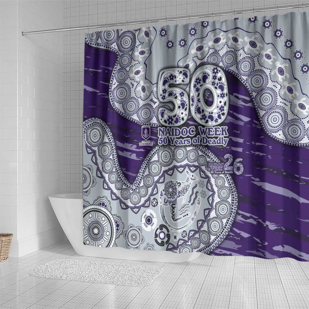 Fremantle Dockers NAIDOC Week 2026 Shower Curtain Australian Aboriginal Dot Art Dreamtime Pattern Style