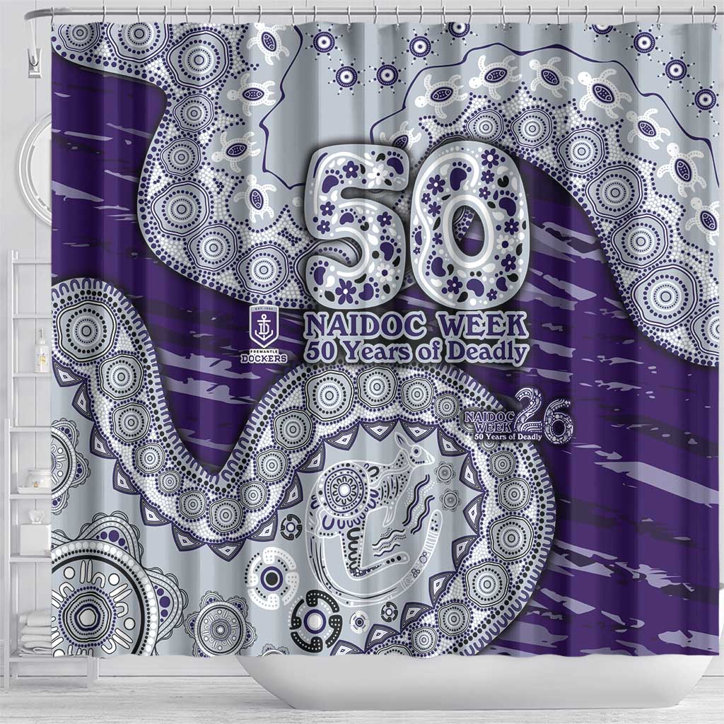 Fremantle Dockers NAIDOC Week 2026 Shower Curtain Australian Aboriginal Dot Art Dreamtime Pattern Style