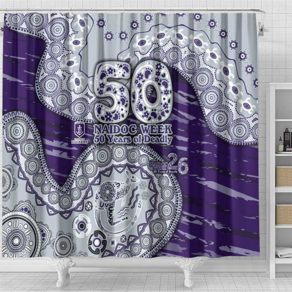 Fremantle Dockers NAIDOC Week 2026 Shower Curtain Australian Aboriginal Dot Art Dreamtime Pattern Style