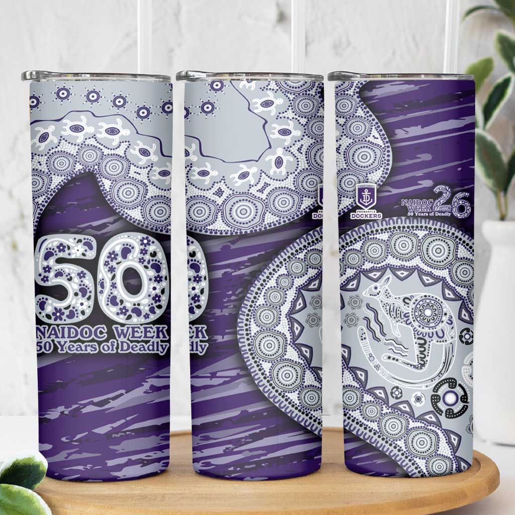Fremantle Dockers NAIDOC Week 2026 Skinny Tumbler Australian Aboriginal Dot Art Dreamtime Pattern Style