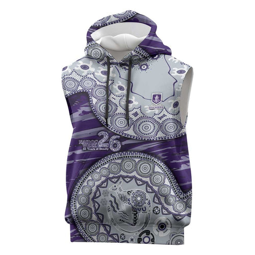 Fremantle Dockers NAIDOC Week 2026 Sleeveless Hoodie Australian Aboriginal Dot Art Dreamtime Pattern Style