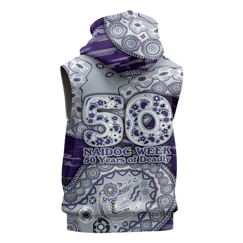 Fremantle Dockers NAIDOC Week 2026 Sleeveless Hoodie Australian Aboriginal Dot Art Dreamtime Pattern Style