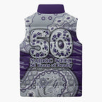 Fremantle Dockers NAIDOC Week 2026 Sleeveless Puffer Jacket Australian Aboriginal Dot Art Dreamtime Pattern Style