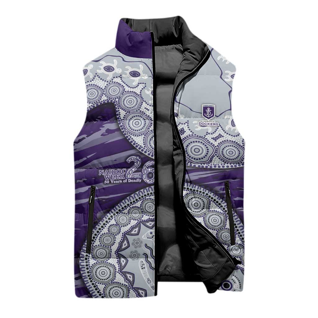 Fremantle Dockers NAIDOC Week 2026 Sleeveless Puffer Jacket Australian Aboriginal Dot Art Dreamtime Pattern Style