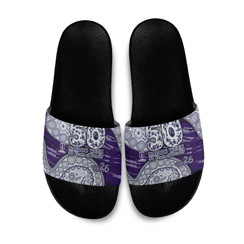 Fremantle Dockers NAIDOC Week 2026 Slide Sandals Australian Aboriginal Dot Art Dreamtime Pattern Style
