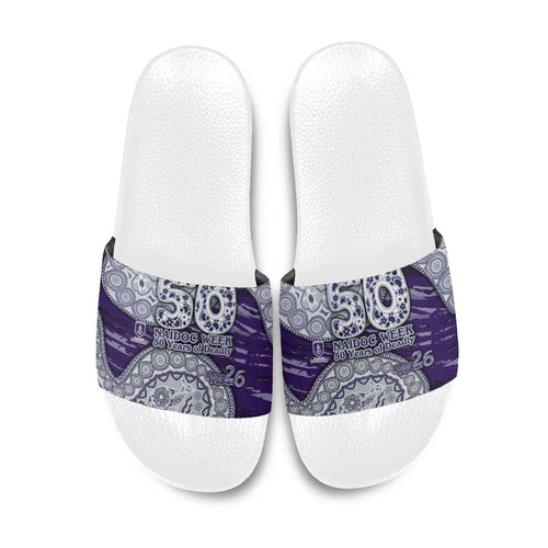 Fremantle Dockers NAIDOC Week 2026 Slide Sandals Australian Aboriginal Dot Art Dreamtime Pattern Style