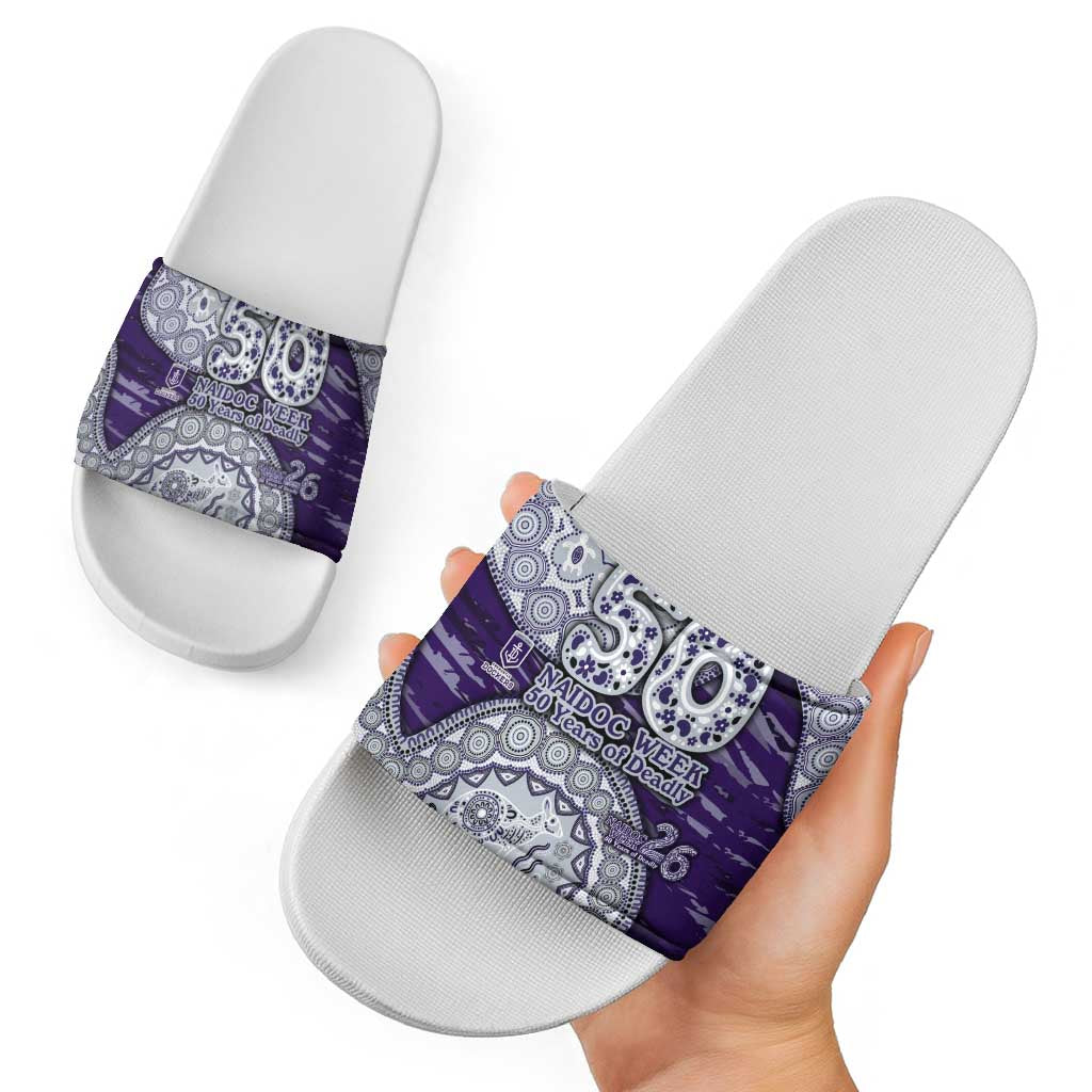 Fremantle Dockers NAIDOC Week 2026 Slide Sandals Australian Aboriginal Dot Art Dreamtime Pattern Style
