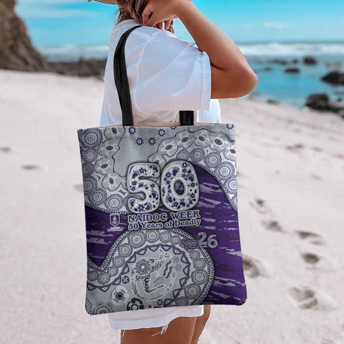 Fremantle Dockers NAIDOC Week 2026 Tote Bag Australian Aboriginal Dot Art Dreamtime Pattern Style