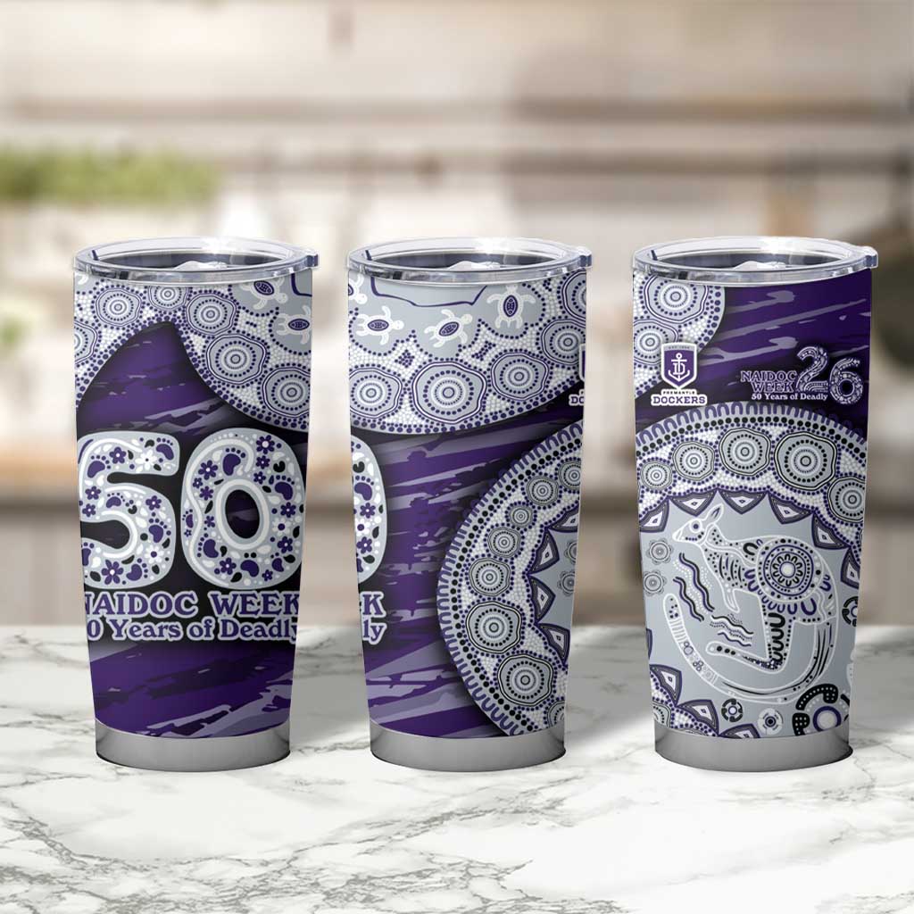 Fremantle Dockers NAIDOC Week 2026 Tumbler Cup Australian Aboriginal Dot Art Dreamtime Pattern Style
