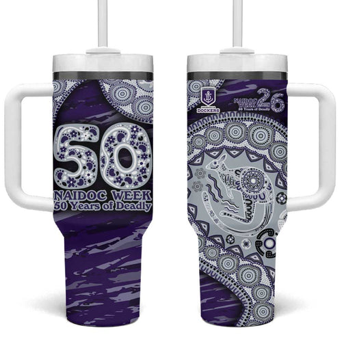 Fremantle Dockers NAIDOC Week 2026 Tumbler With Handle Australian Aboriginal Dot Art Dreamtime Pattern Style