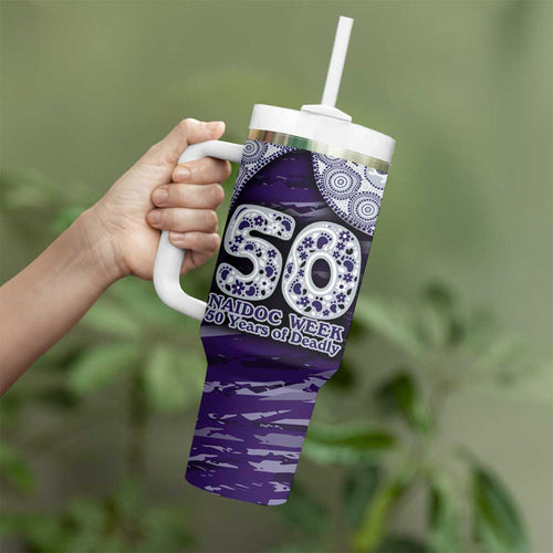 Fremantle Dockers NAIDOC Week 2026 Tumbler With Handle Australian Aboriginal Dot Art Dreamtime Pattern Style