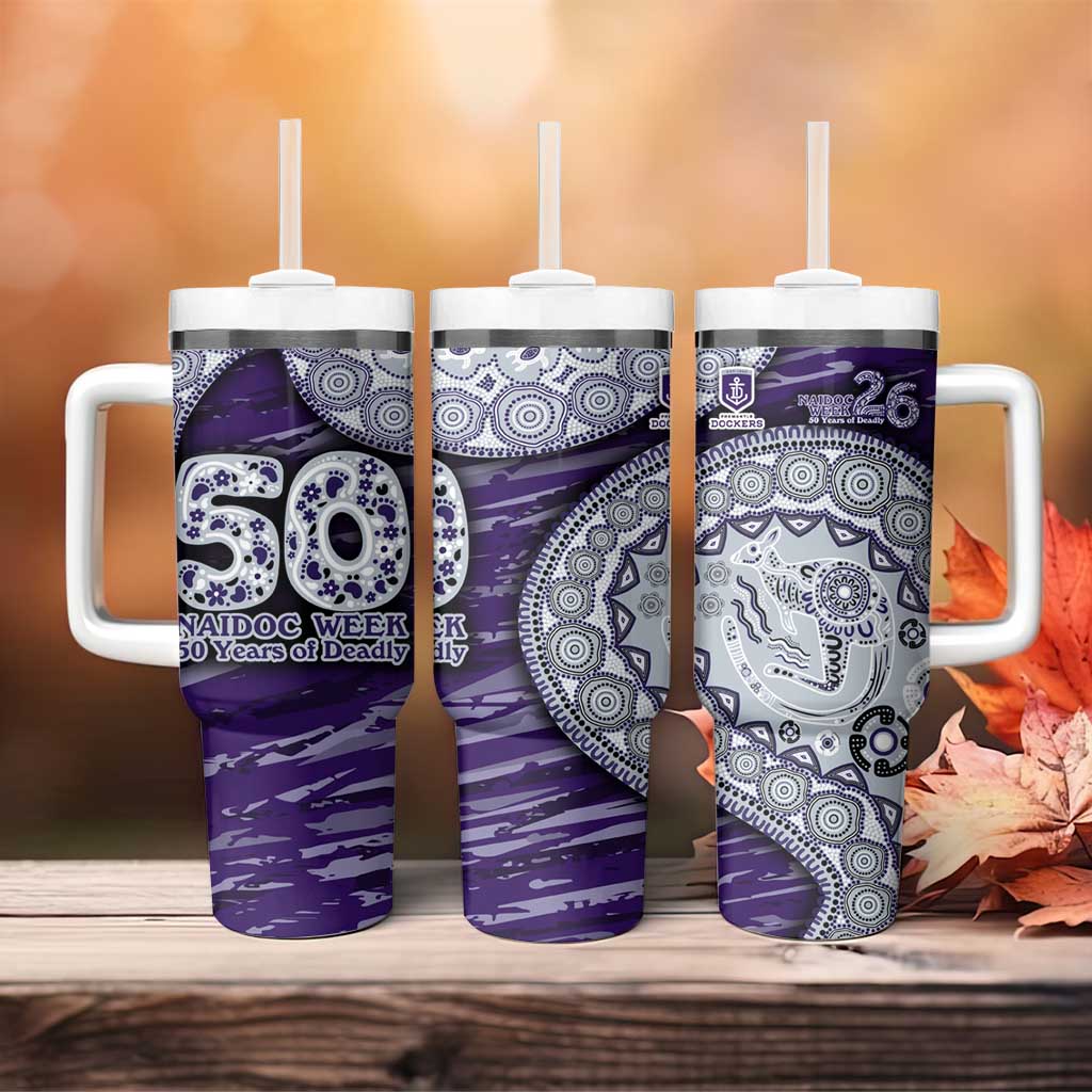 Fremantle Dockers NAIDOC Week 2026 Tumbler With Handle Australian Aboriginal Dot Art Dreamtime Pattern Style