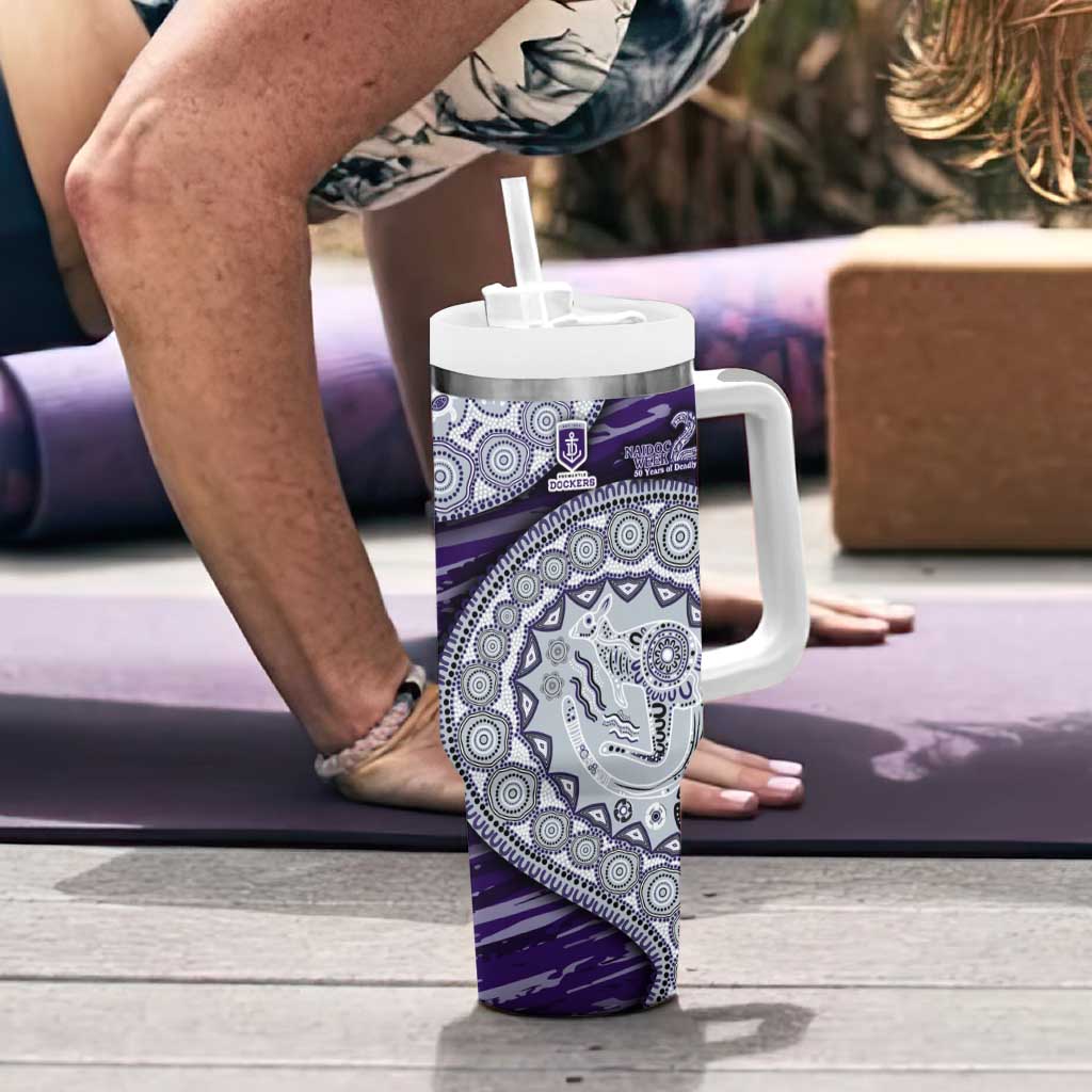 Fremantle Dockers NAIDOC Week 2026 Tumbler With Handle Australian Aboriginal Dot Art Dreamtime Pattern Style