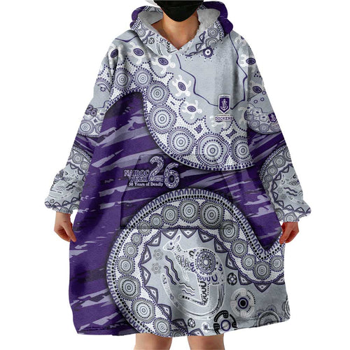 Fremantle Dockers NAIDOC Week 2026 Wearable Blanket Hoodie Australian Aboriginal Dot Art Dreamtime Pattern Style