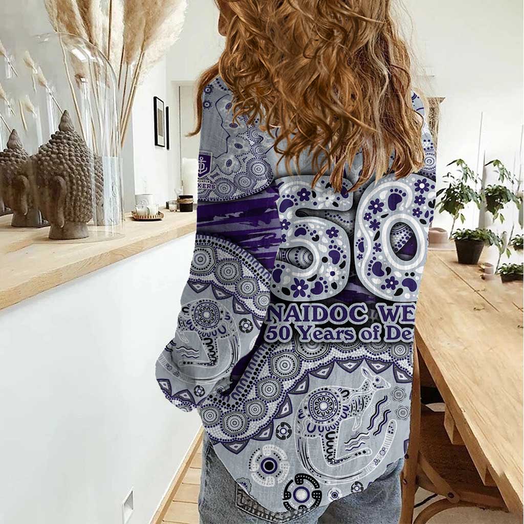 Fremantle Dockers NAIDOC Week 2026 Women Casual Shirt Australian Aboriginal Dot Art Dreamtime Pattern Style