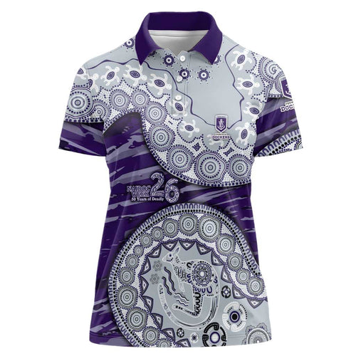 Fremantle Dockers NAIDOC Week 2026 Women Polo Shirt Australian Aboriginal Dot Art Dreamtime Pattern Style