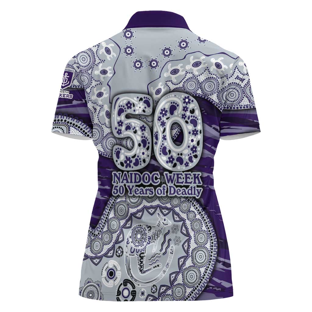 Fremantle Dockers NAIDOC Week 2026 Women Polo Shirt Australian Aboriginal Dot Art Dreamtime Pattern Style
