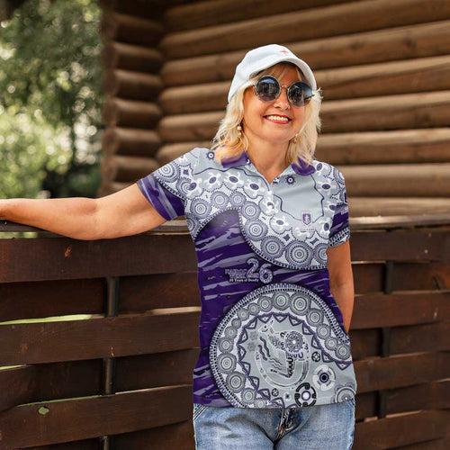Fremantle Dockers NAIDOC Week 2026 Women Polo Shirt Australian Aboriginal Dot Art Dreamtime Pattern Style