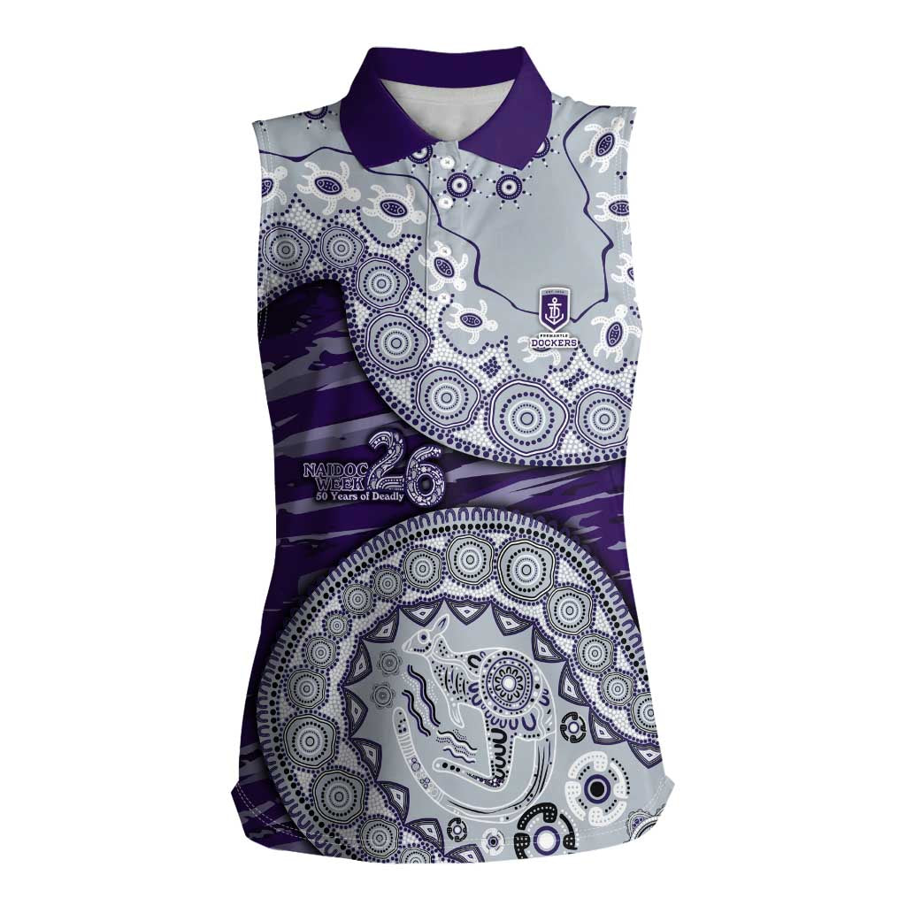 Fremantle Dockers NAIDOC Week 2026 Women Sleeveless Polo Shirt Australian Aboriginal Dot Art Dreamtime Pattern Style