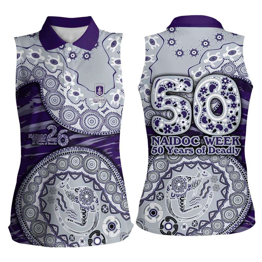 Fremantle Dockers NAIDOC Week 2026 Women Sleeveless Polo Shirt Australian Aboriginal Dot Art Dreamtime Pattern Style