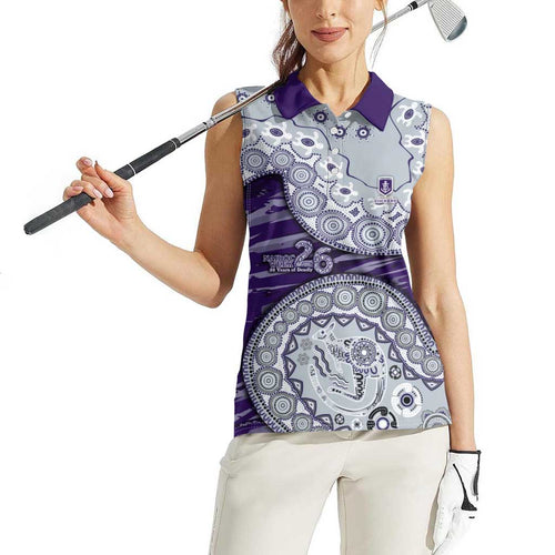 Fremantle Dockers NAIDOC Week 2026 Women Sleeveless Polo Shirt Australian Aboriginal Dot Art Dreamtime Pattern Style