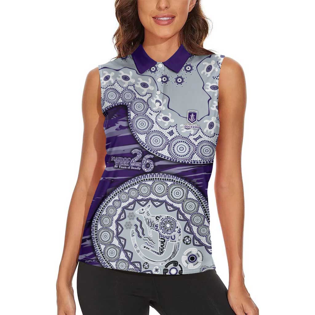 Fremantle Dockers NAIDOC Week 2026 Women Sleeveless Polo Shirt Australian Aboriginal Dot Art Dreamtime Pattern Style