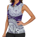 Fremantle Dockers NAIDOC Week 2026 Women Sleeveless Polo Shirt Australian Aboriginal Dot Art Dreamtime Pattern Style