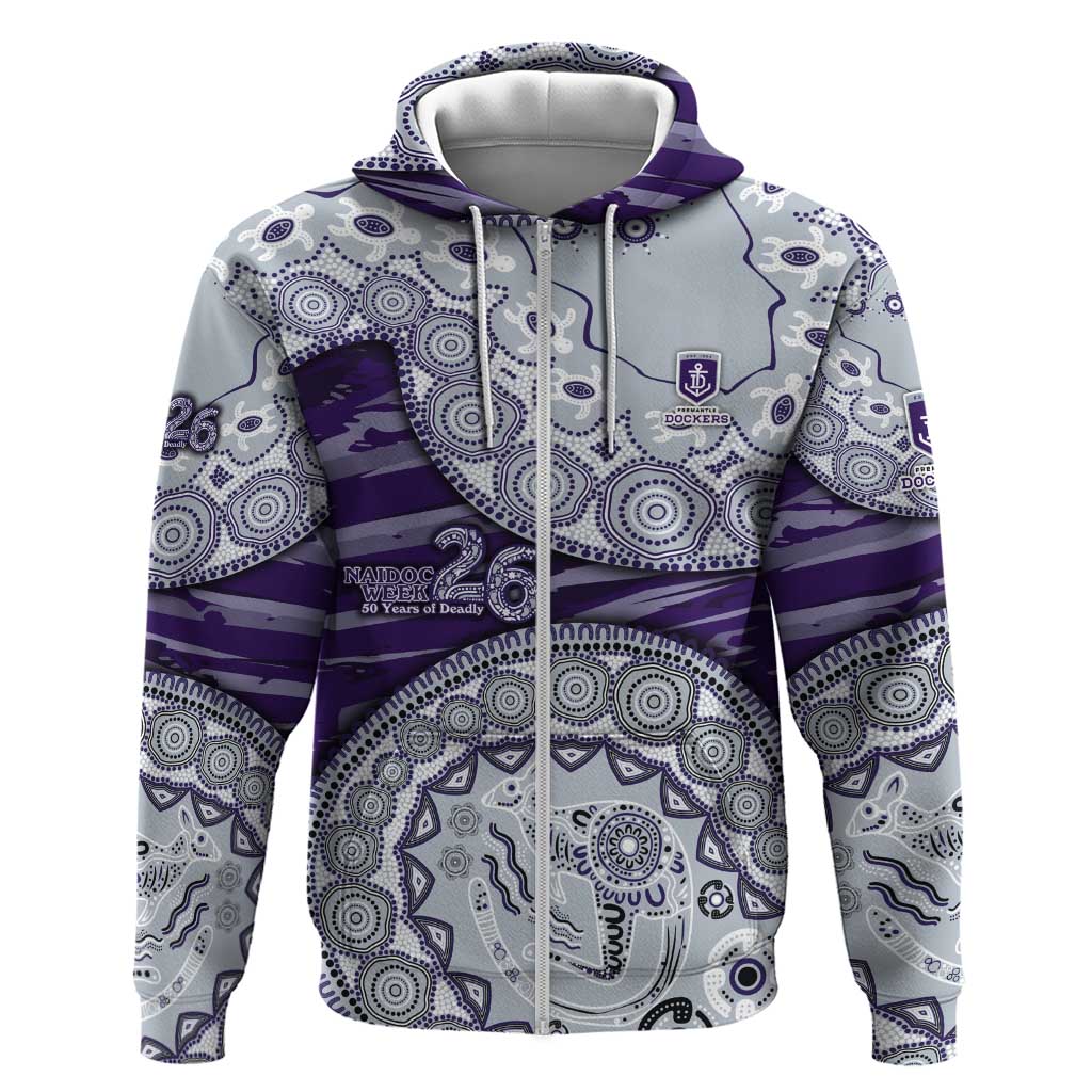 Fremantle Dockers NAIDOC Week 2026 Zip Hoodie Australian Aboriginal Dot Art Dreamtime Pattern Style