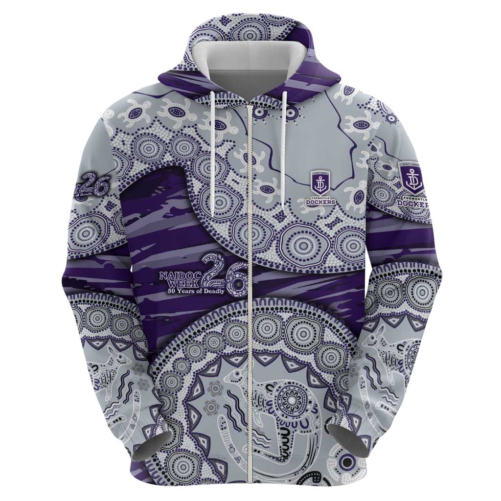 Fremantle Dockers NAIDOC Week 2026 Zip Hoodie Australian Aboriginal Dot Art Dreamtime Pattern Style