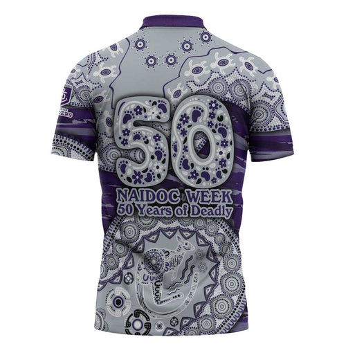 Fremantle Dockers NAIDOC Week 2026 Zipper Polo Shirt Australian Aboriginal Dot Art Dreamtime Pattern Style