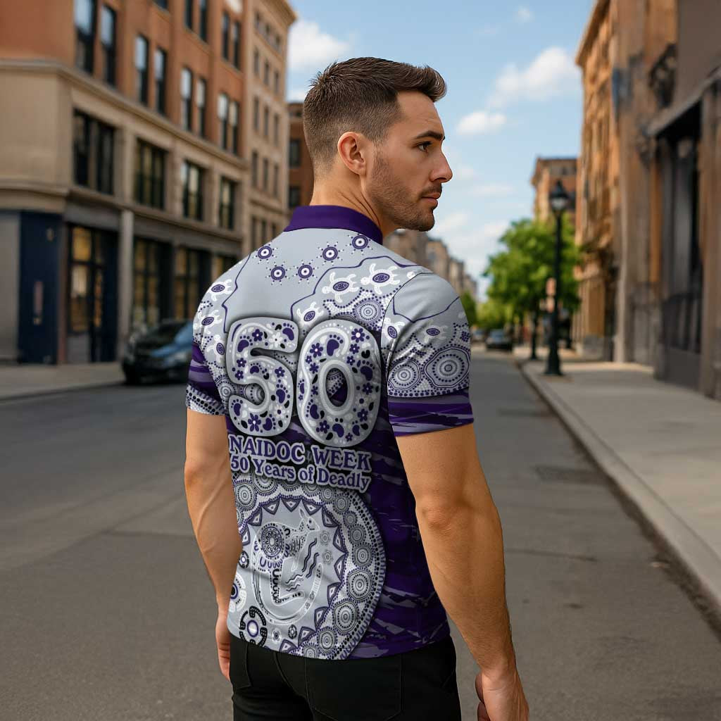 Fremantle Dockers NAIDOC Week 2026 Zipper Polo Shirt Australian Aboriginal Dot Art Dreamtime Pattern Style