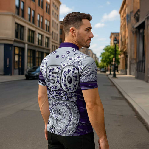 Fremantle Dockers NAIDOC Week 2026 Zipper Polo Shirt Australian Aboriginal Dot Art Dreamtime Pattern Style