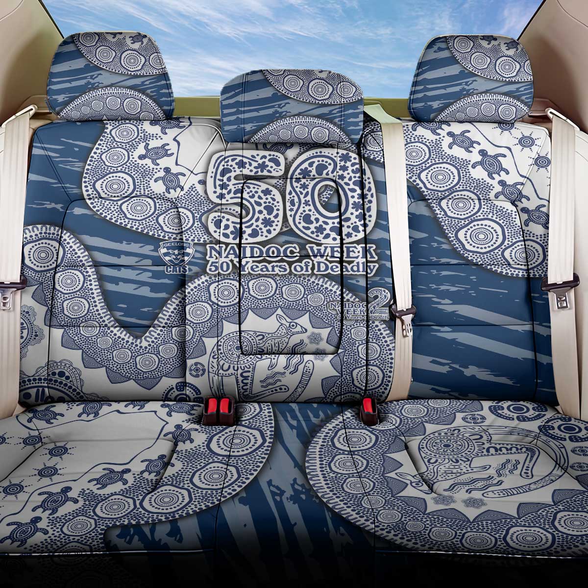 Geelong Cats NAIDOC Week 2026 Back Car Seat Cover Australian Aboriginal Dot Art Dreamtime Pattern Style