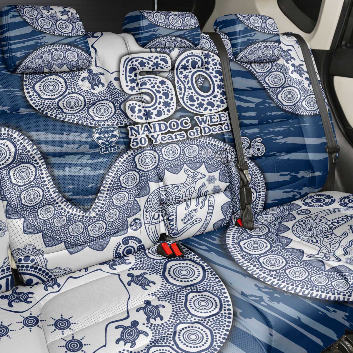 Geelong Cats NAIDOC Week 2026 Back Car Seat Cover Australian Aboriginal Dot Art Dreamtime Pattern Style