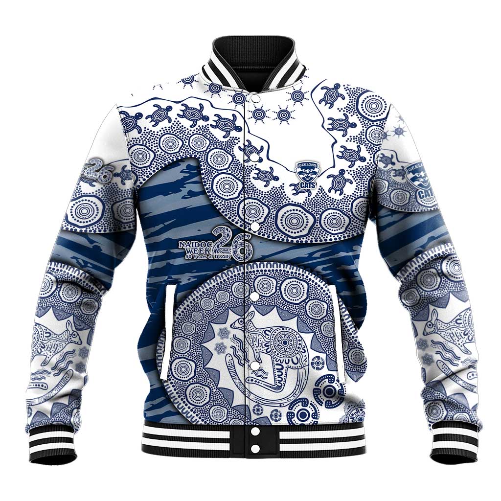 Geelong Cats NAIDOC Week 2026 Baseball Jacket Australian Aboriginal Dot Art Dreamtime Pattern Style