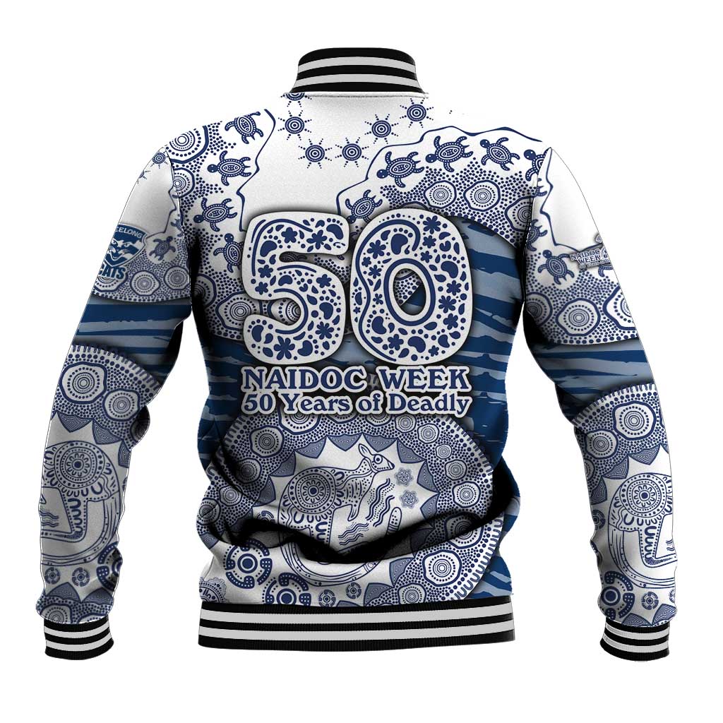 Geelong Cats NAIDOC Week 2026 Baseball Jacket Australian Aboriginal Dot Art Dreamtime Pattern Style