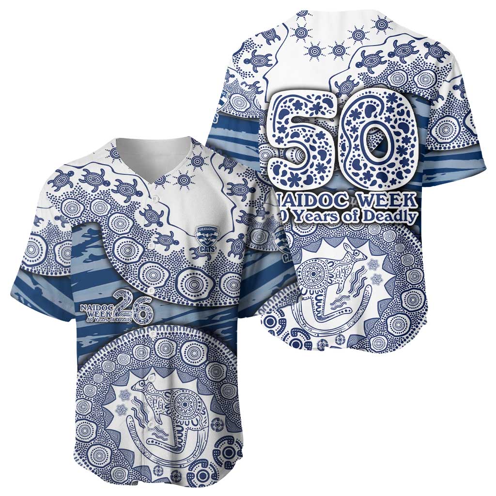 Geelong Cats NAIDOC Week 2026 Baseball Jersey Australian Aboriginal Dot Art Dreamtime Pattern Style