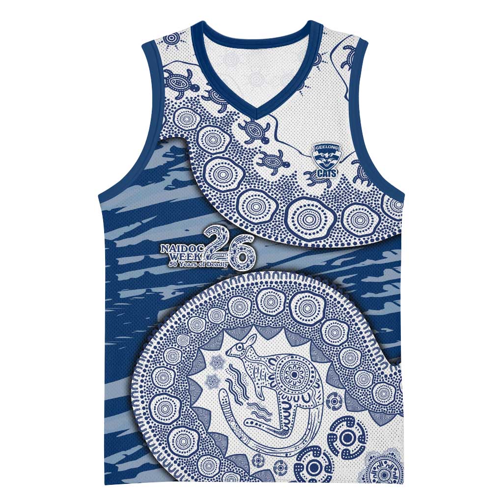 Geelong Cats NAIDOC Week 2026 Basketball Jersey Australian Aboriginal Dot Art Dreamtime Pattern Style